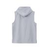 Men Sleeveless Hoodie Button Front Pullover Linen Cotton Blend Casual Vest with Kangaroo Pocket and Adjustable Drawstring Hood