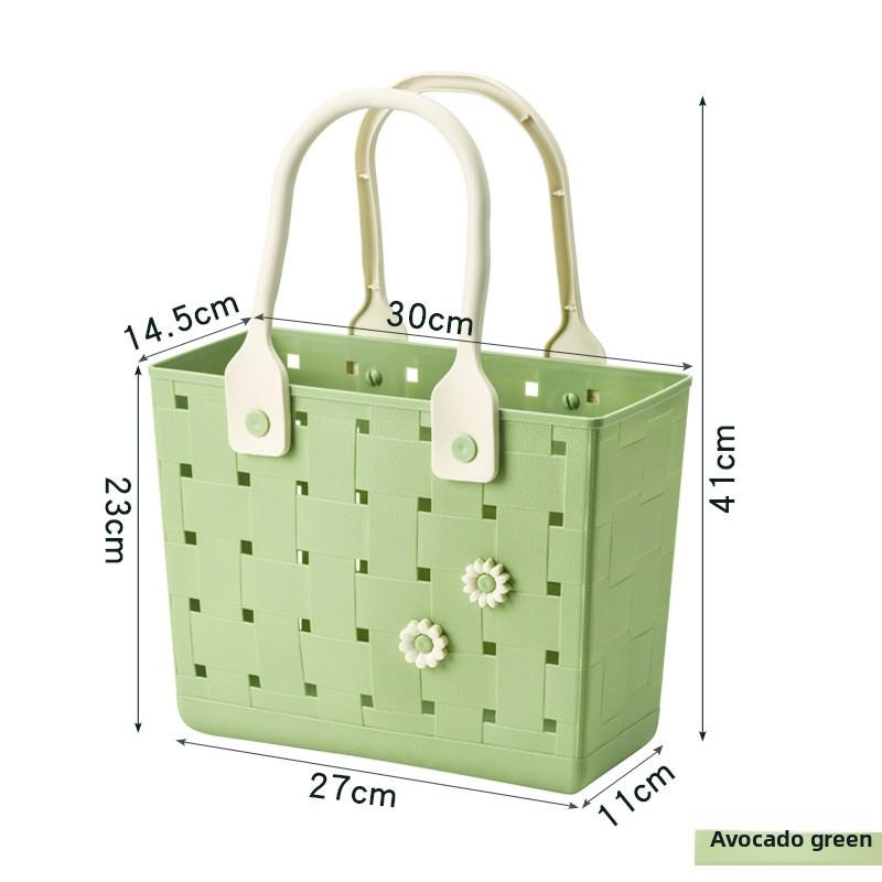 Portable Picnic Basket - Cream-colored Outdoor Soft Material - Bottom for Draining Water - Washroom and Bathing Area Storage Basket