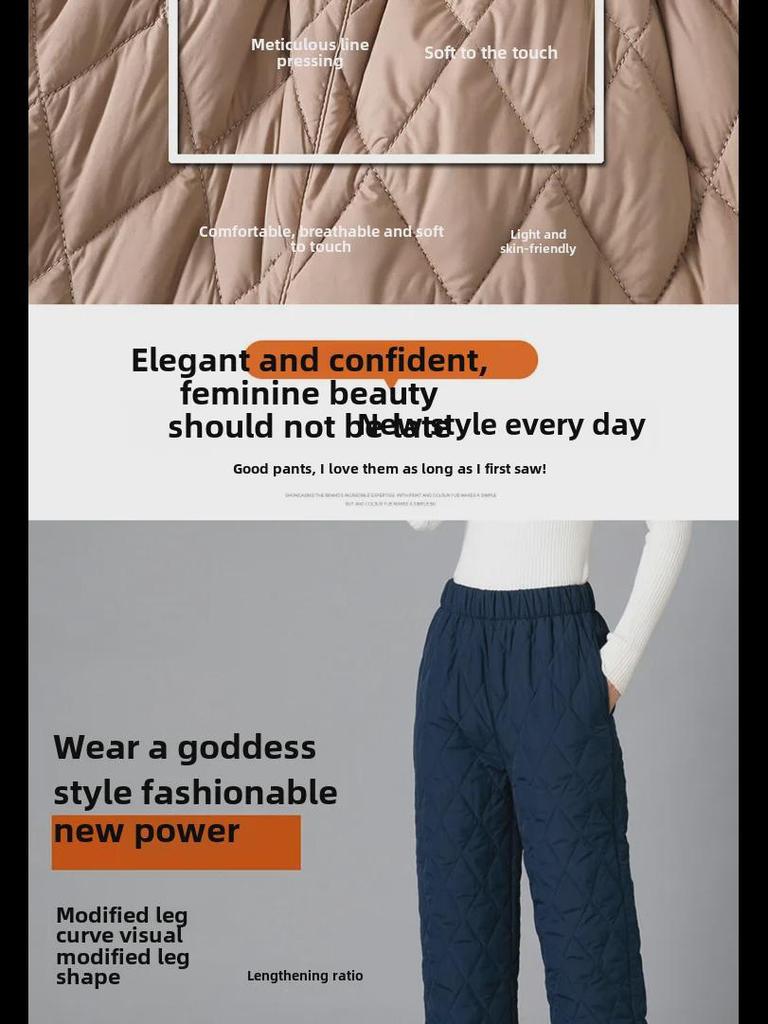 High-Waist Wide-Leg Cotton Trousers for Women - Thick, Warm, Large Size, Casual Straight Fit for Middle-Aged and Seniors.