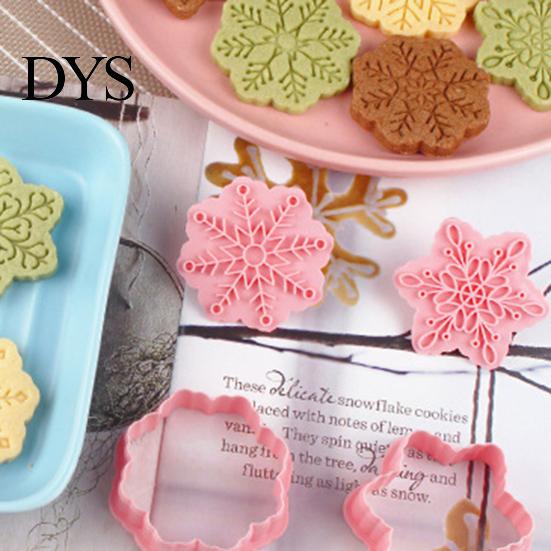 Cookie Stamp 9Pcs 3D Fondant Mold Easy to Demold DIY Cake Biscuit Decorating Tools Merry Christmas Snowflake for Home Baking