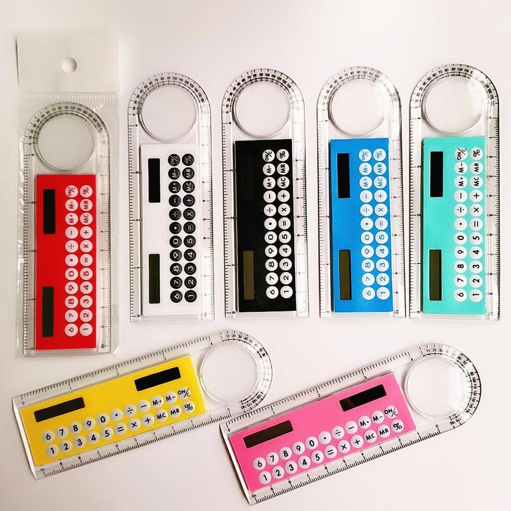 Regla solar Regla de 10 cm Mini calculadora digital 2 en 1 Papelería para niños Regalos de oficina escolar