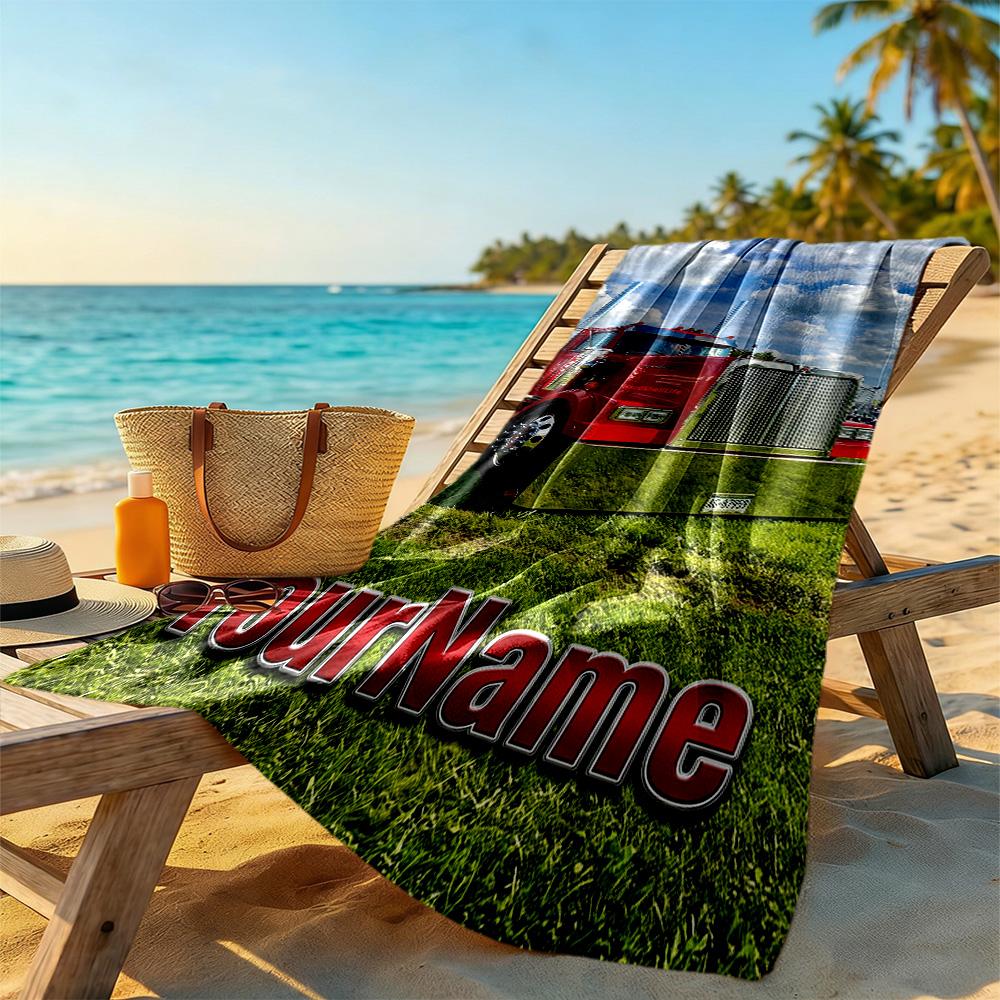 Kw Heavy Trucks Customized Name Beach Towel Quick-Dry Soft Microfiber Suitable for Swimming Gym Camping Yoga Vacation