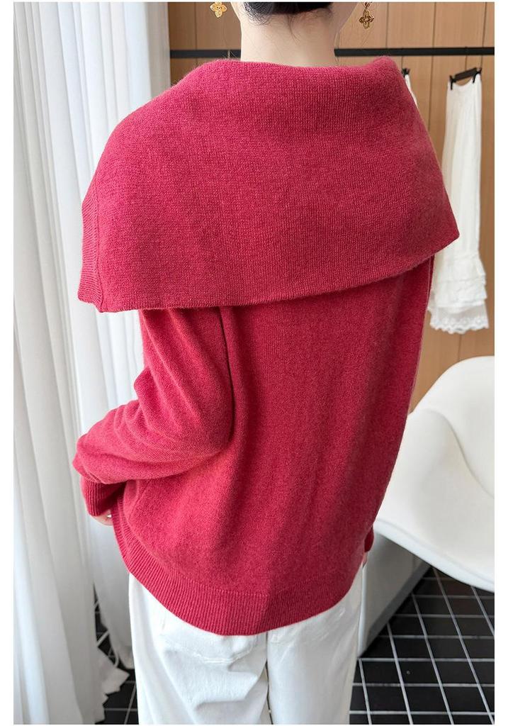 2026 Autumn/Winter Pure Wool Sailor Collar Loose Knit Sweater