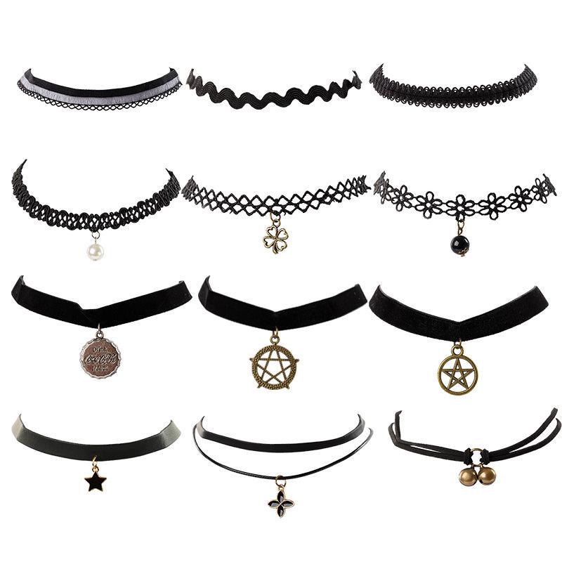 Korean Style Lace Choker Necklace Set: Clavicle Chains & Neck Straps