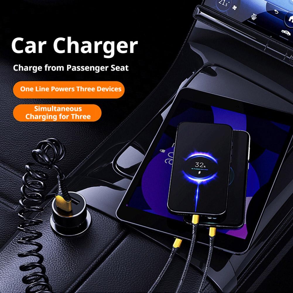 100W Braided Spring 3 In 1 USB C To 3 Type C Cable Fast Charging Phone Cable Suitable For Type-C Laptop Data Cable