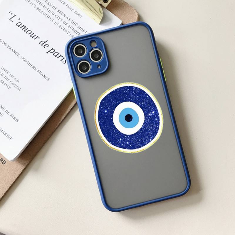 

Чехол для телефона Lucky Evil Eye Blue Abstract матовый прозрачный для iPhone 11 12 13 6 s 7 8 plus mini x xs xr pro max iphone 13 mini