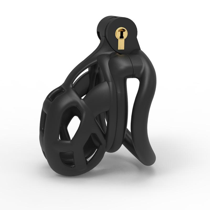 1pc Male Penis Cage Lock Chastity Cage With Lock & 4 Rings Resin Virginity For Men Breathable Cock Ring