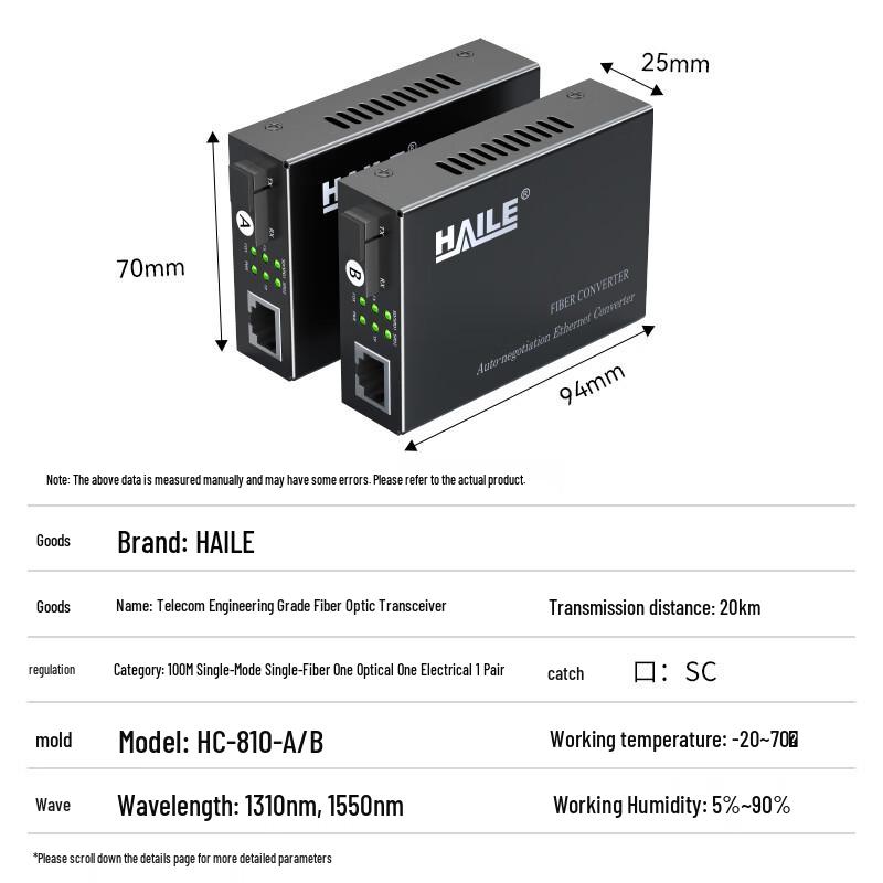 HAILE Industrial Grade Fiber Optic Media Converter