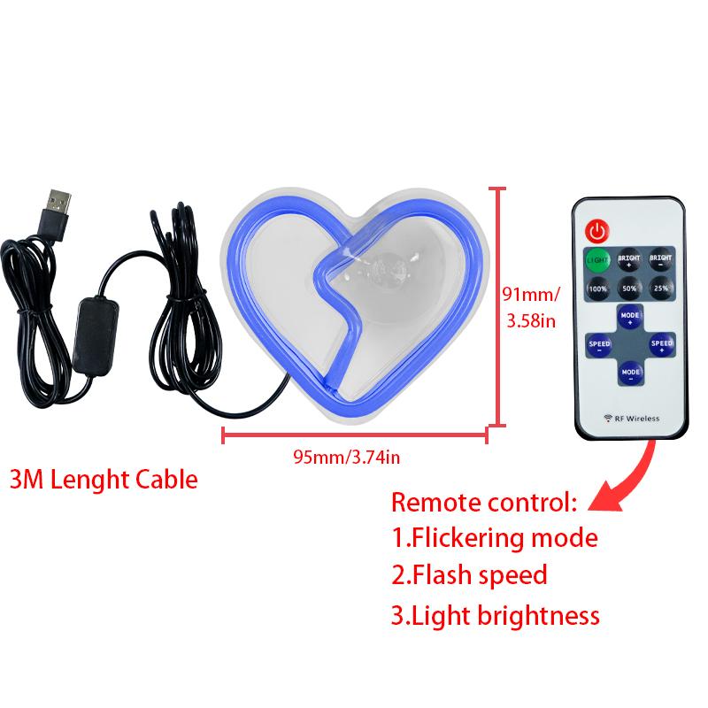 Car interior LED lights, Car window neon interior decoration lights,glowing heart atmosphere lights USB wiring ambient lighting