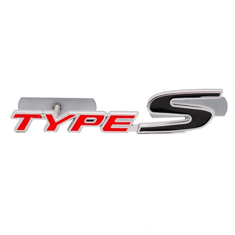 3D Metal Type S Front Grill Car Emblem Rear Trunk Badge Sticker Decal For Honda Civic Types CRV HRV Accord Fit Accessories