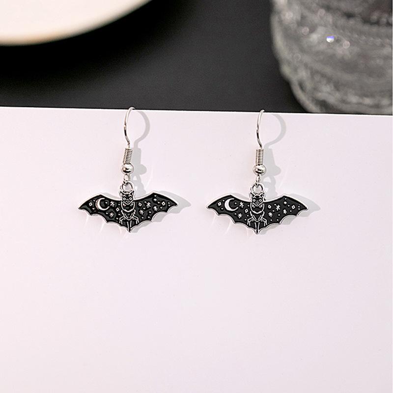 

2023 Gothic Bat Black Color Dangle Earrings For Women Halloween Party Zircon Accessories Gift коричневий