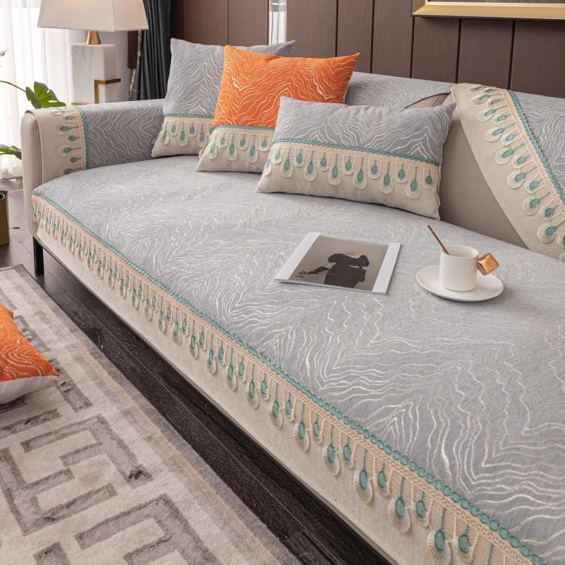 Four Seasons Universal Chenille Precision Jacquard Sofa Cushion Modern Simple Stitching Non-Slip Sofa Cushion Towel