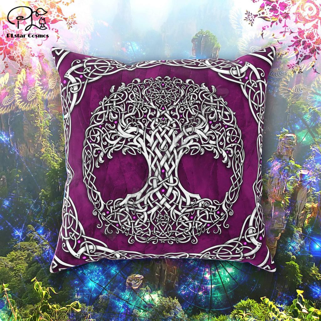 Witch Throw Pillow, Decorative Accent Cushion, Tree of Life, Wicca Room Decor, Witchy Art, Celtic