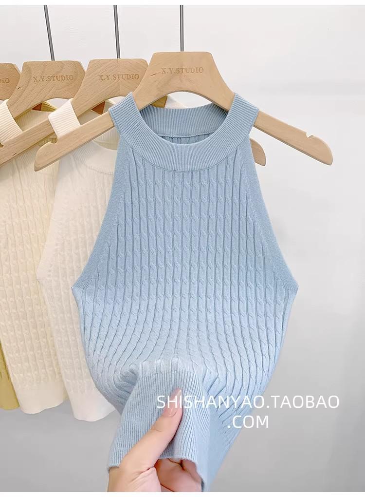 Women's Slim Fit Knitted Halter Top Camisole - Summer 2025 Sleeveless Vest