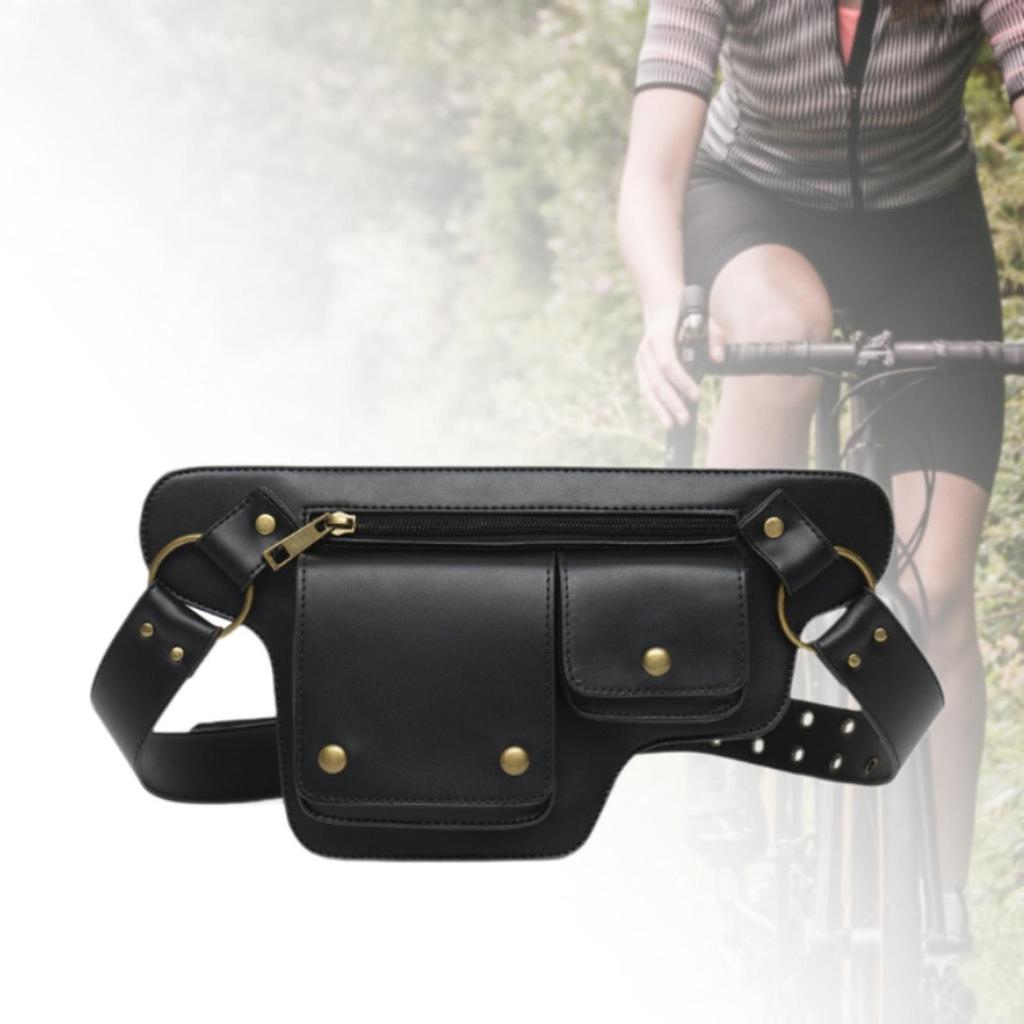 Fanny Pack Phone Bag Wallet Men Women Storage Pouch Waist Bag Waist Pack PU Leather for Workout Hiking Camping Traveling Walking