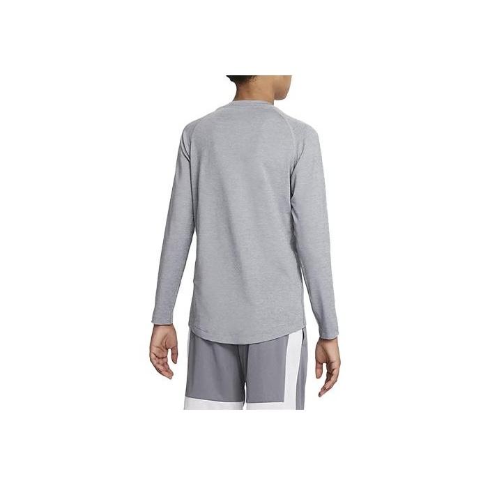 Nike Letter Print Round Neck Casual Long Sleeve T-Shirt Kids Tops Gray DM8529-091