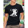 European Size Men's Heavyweight 100% Cotton T-Shirt with Ballroom Dancers Silhouette Print - Vibrant Pink & Black Graphic, Regular Fit Round Neck