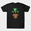 Men Black Print T-shirt Beer Lover'S Hipster Hops Leprechaun For St. Patick'S Day No-Cut Transfer Paper Print Cotton Tshirt