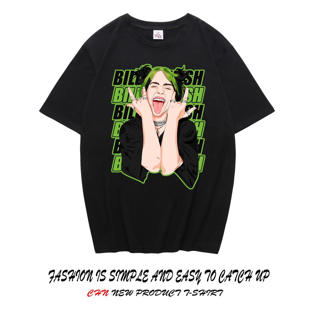 Billie Eilish Çevre Birimleri Grafik Baskılı Kısa Kollu Gömlek Erkek Kadın Bol Günlük Üstler Oversize Pamuklu Sokak Giyimi Y2K Tarzı Tişört