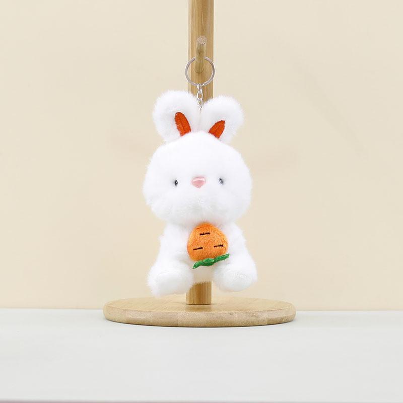 Cute Cartoon Plush Bunny Keychain With Ultra Soft Short Fur For Bag Decoration