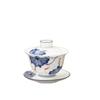 Hongyue Suet Jade Hand-Painted Hovering Rotating Sancai Cover Bowl Teacup Ceramic High-End Dehua White Porcelain High-End Tea Bowl