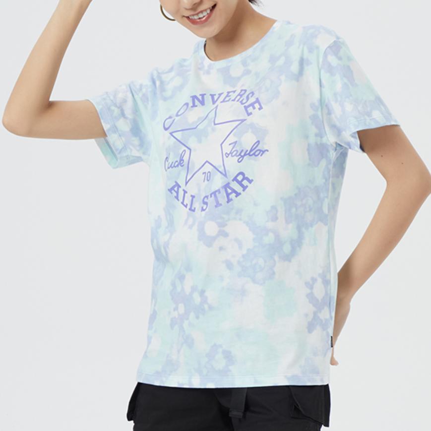 Converse T Shirts Women's Blue Crew Neck Moderate Straight Fit 10023208-A03