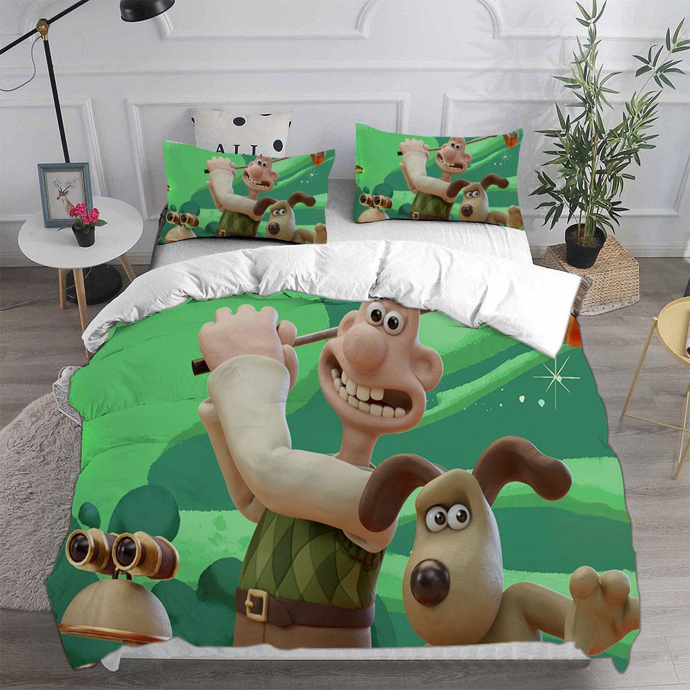 Wallace & Gromit Bedding Sets Comforter Quilt Bed Cover Duvet Cover Pillow Case 2-3 Pieces Sets Kids Adult Size