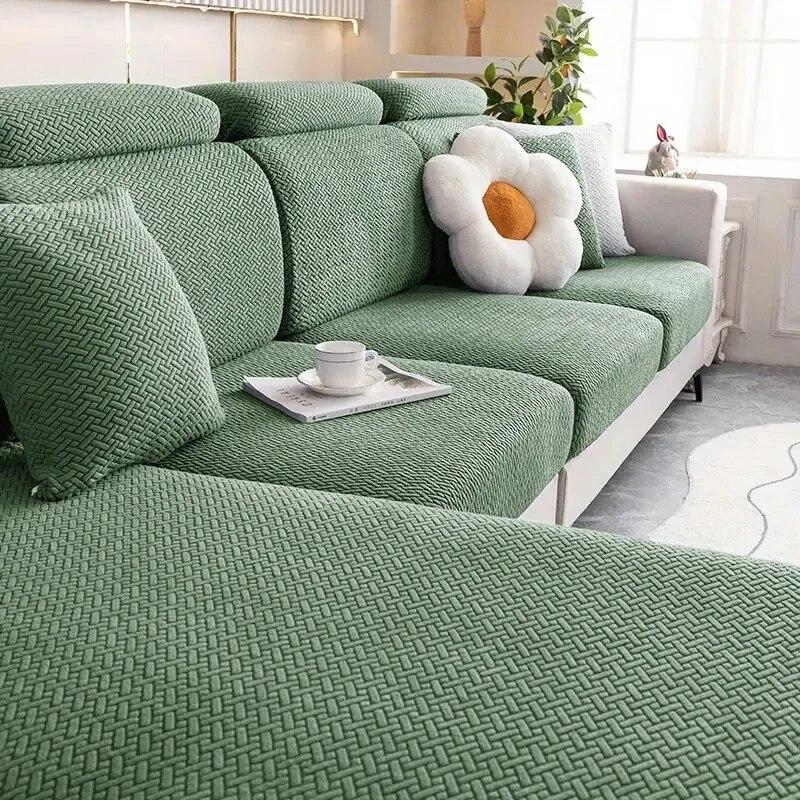 Dicker Jacquard-Sofa-Sitzkissenbezug für Wohnzimmermöbel, Schutz für L-förmige Ecksofas, abnehmbare Sitzbezüge