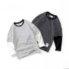 Randig T-shirt för barn Långärmad Toppar för pojkar och flickor Underställ Vår och Höst