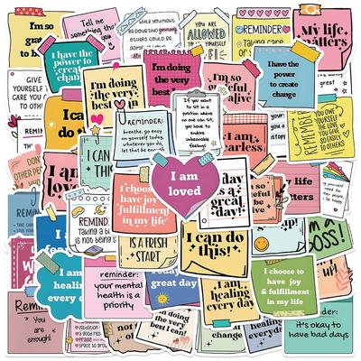 10/50pcs Cartoon Self-affirmation Positive Stickers Flower Plant Sticker Pack for Watercup Laptop Scrapbook Notebook Diary Stickers