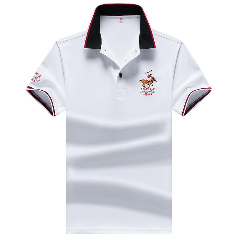Embroidered Polo Shirt Casual Stand Collar Cotton Short Sleeve Male T -Shirts Breathable Fitness For Men Polos Shirt