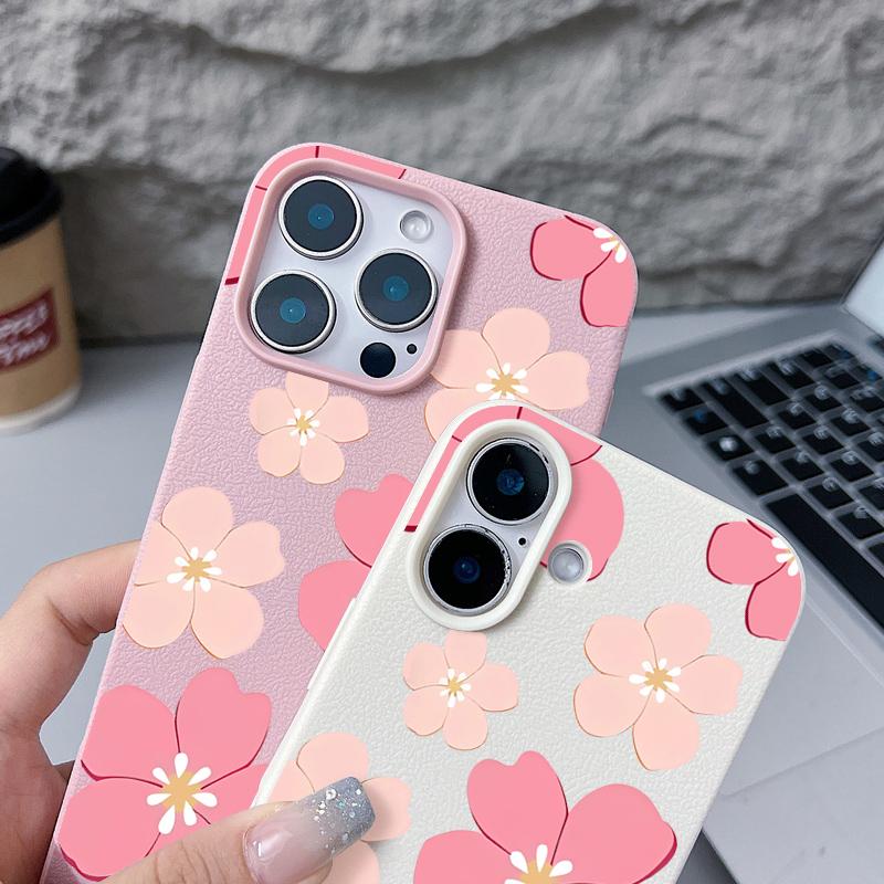 Custodia per Telefono in Silicone con Motivo Floreale Per iPhone 17 Pro Max 16 15 14 Pro Max 13 Pro Max 11 Cover Morbida Antiurto con Texture in Pelle