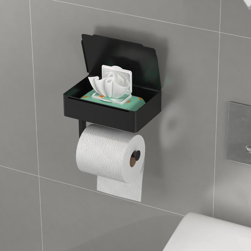1PCS Stainless Steel WipeToilet Paper Holder - Bathroom Wall-Mounted No Drill Paper Towel Dispenser Rack for Toilet Bathrooms