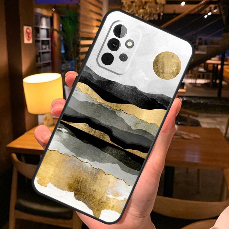 Gold Landscape Painting Case For Samsung Galaxy A56 A36 A54 A34 A14 A06 A16 A26 A12 A32 A52 A13 A33 A53 A15 A35 A55