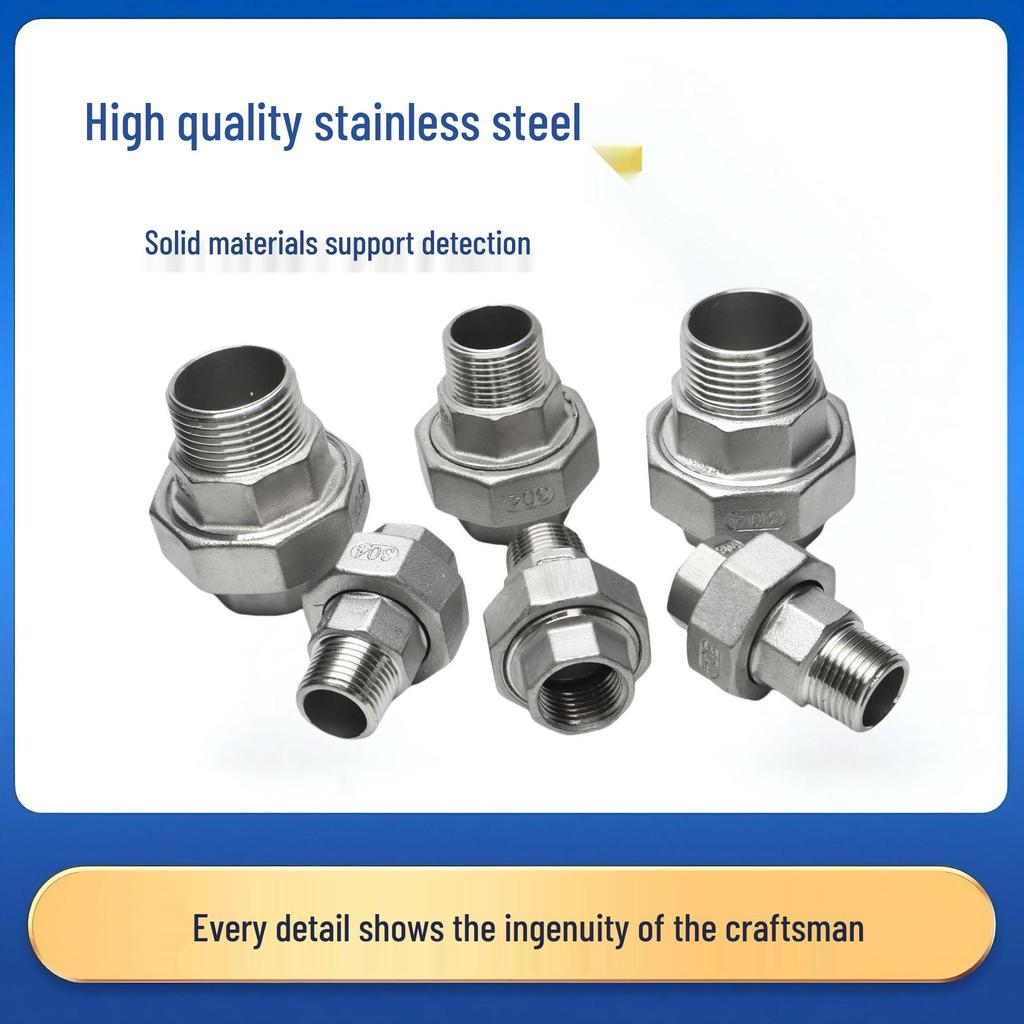 304 Stainless Steel Male & Female Thread Union Screw Fitting Oil Nipple, Oil-Tight Flat Joint Head 1/2", 3/4", 1".