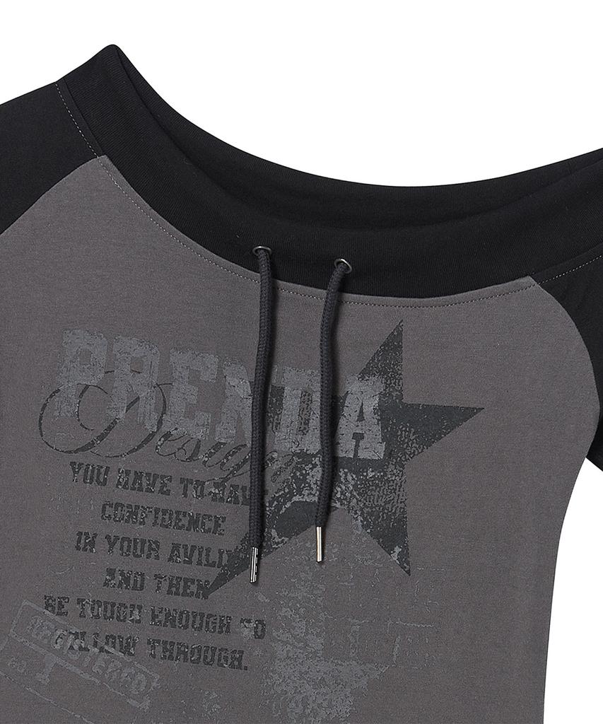 PRENDA String Off Shoulder Short Sleeve Black