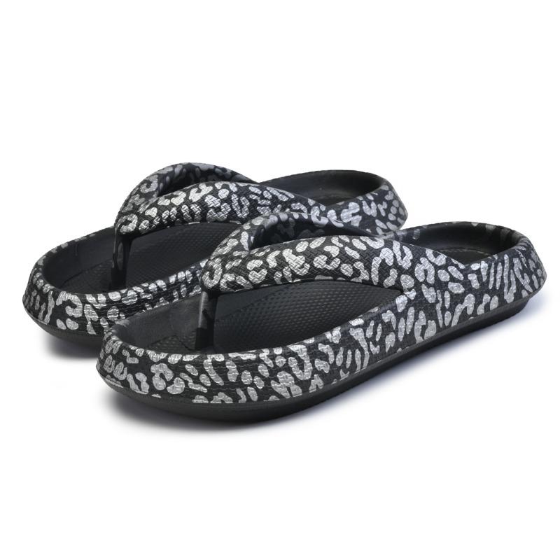 

Летние парные шлепанцы с леопардовым принтом, мужские сандалии на толстой подошве, женские сандалии 36/37 чёрный