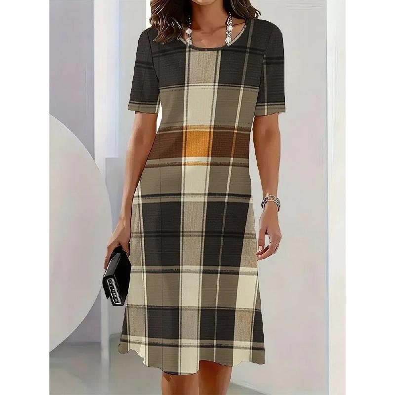 2026 New Women's 3D Digital Print Dress Round Neck Casual Dress