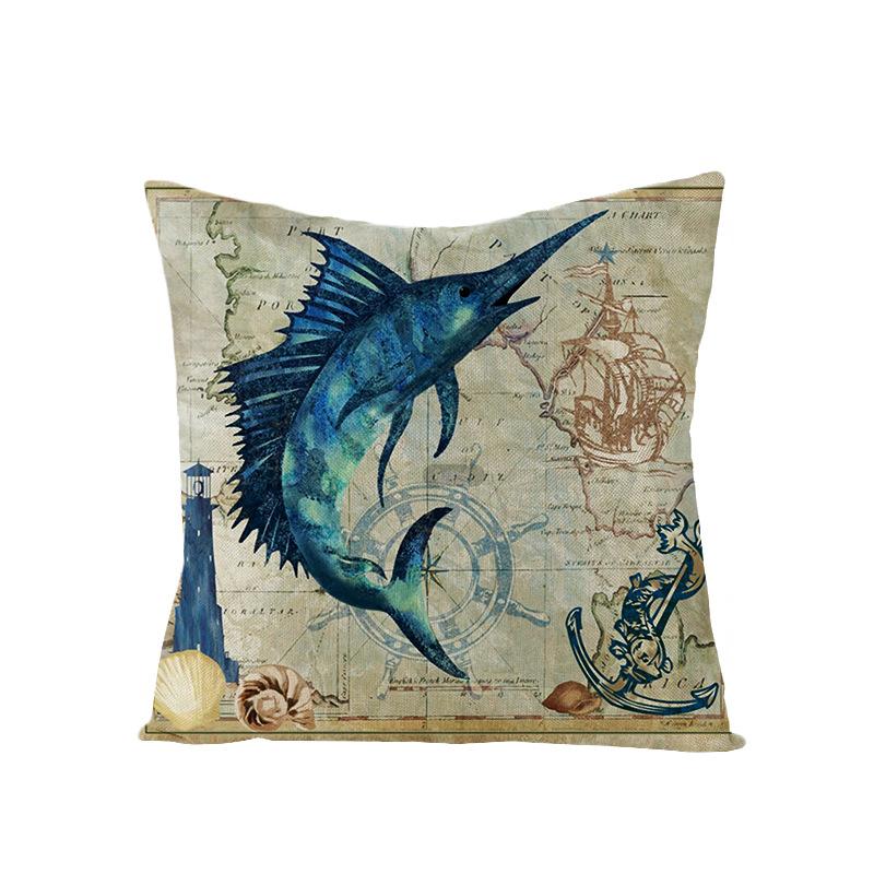 Home Marine Life Polyester Printed Pillow Case Combination Car Pillow Cushion Cover