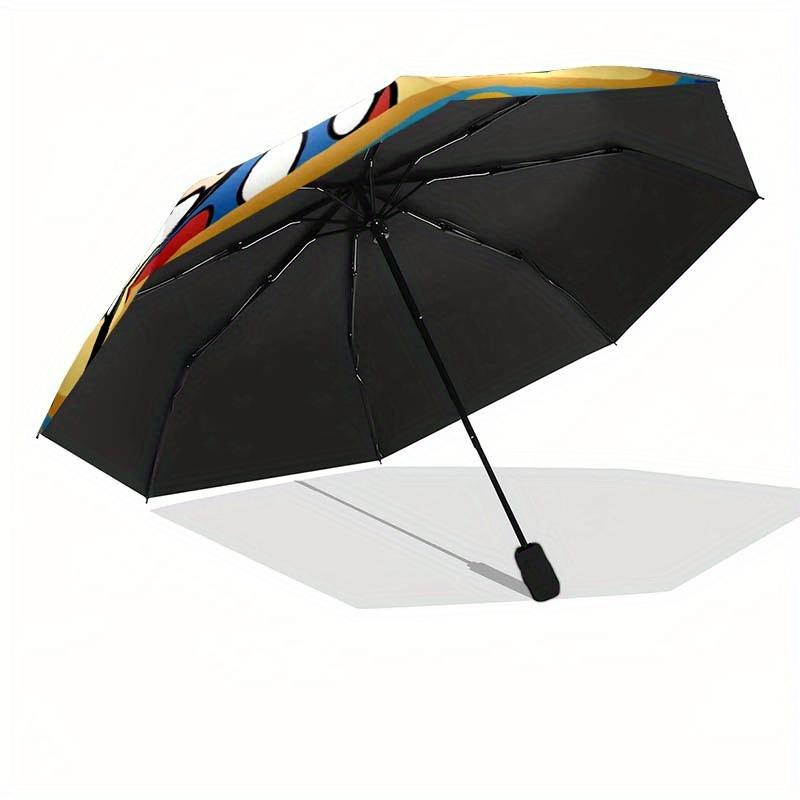 Disney Mickey Mouse Automatic Open/Close Umbrella - Cute Umbrella with Cute Design, Portable 3-Fold Compact Umbrella for Men & Women, Valent