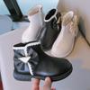 Girls Fashion Princess Boots with Bow-knot Lace Solid Color Sewing Cute Children Short Leather Boots 2024 Spring Autumn New