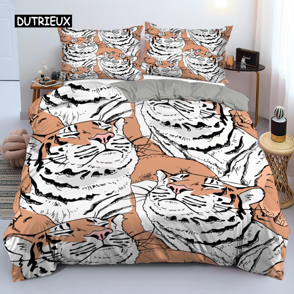 

Комплект пододеяльников с тигром и красными розами, покрывало для мальчиков, африканское сафари, дикие животные, большая кошка, королева, король, полиэстер, одеяло EU single(135x200cm)