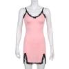 Neue V-ausschnitt Rosa Dünne Split Spitze Sexy Dünne Hüfte Strap Tank Mini Party Club Nacht Abendkleid Sexy Frauen Kleider vintage Tops