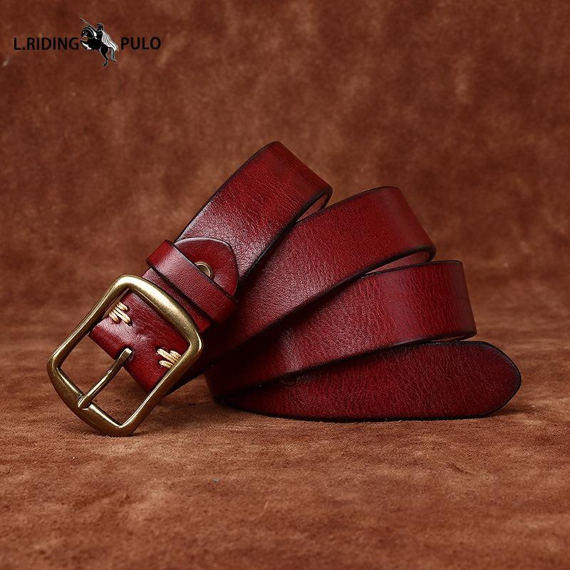High-end Men's Genuine Leather Belt Men's First-layer Cowhide Versatile Copper Buckle Youth Casual Jeans Belt