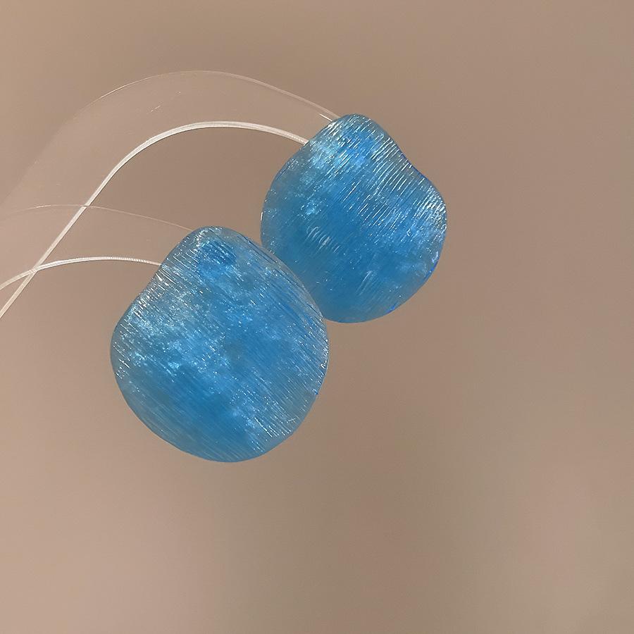 New blue flower fringed earrings, fresh niche design studs, women's summer vacation earrings