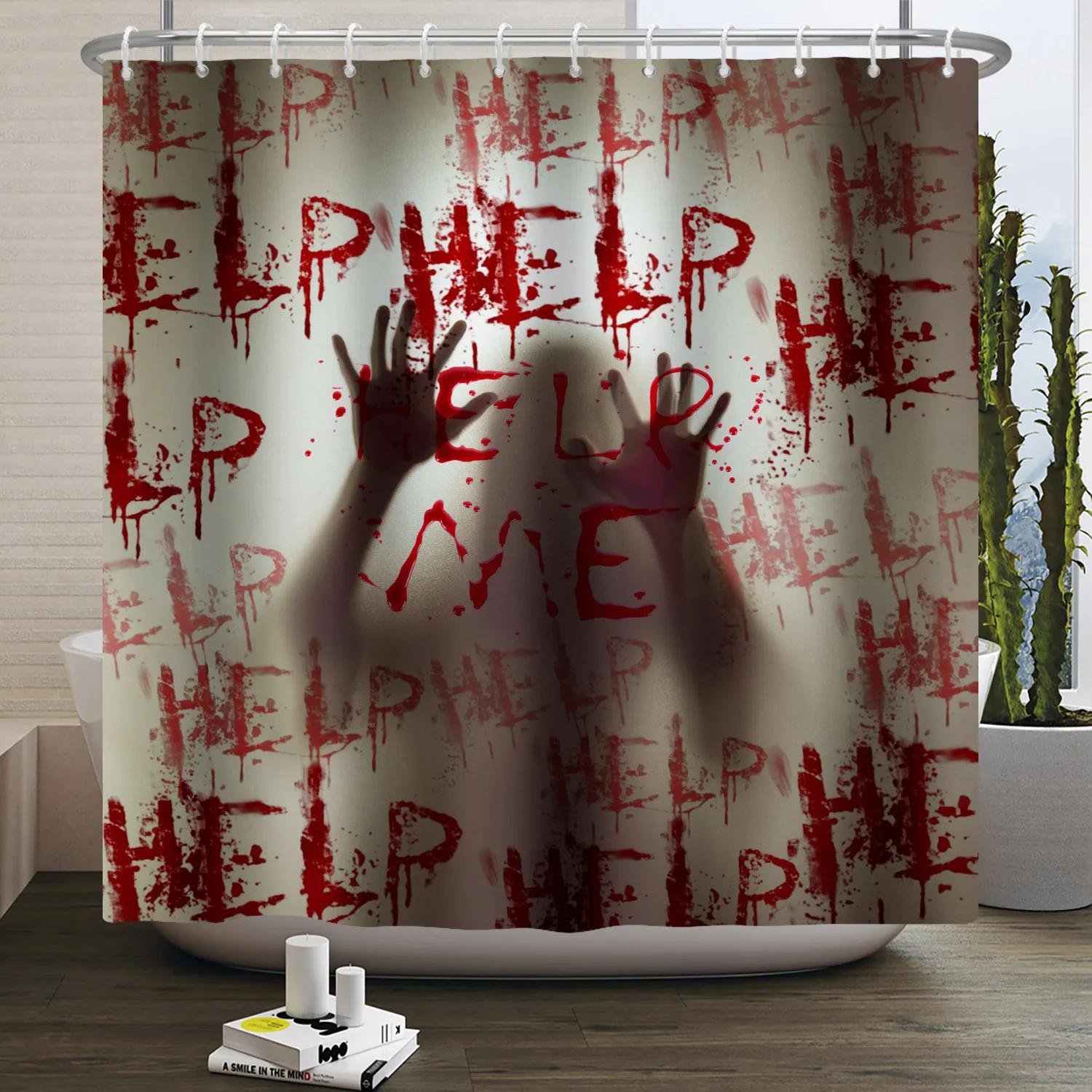 

Halloween Shower Curtain Horror Night Bloody Hands Spooky Zombie Skull Scary Halloween Waterproof Bath Bathroom Shower Curtain 90x180cm-35x70in