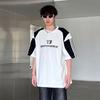 Spring and Summer New Men's Color Block Printing Shoulder Pad Loose Casual Short Sleeve T-shirt