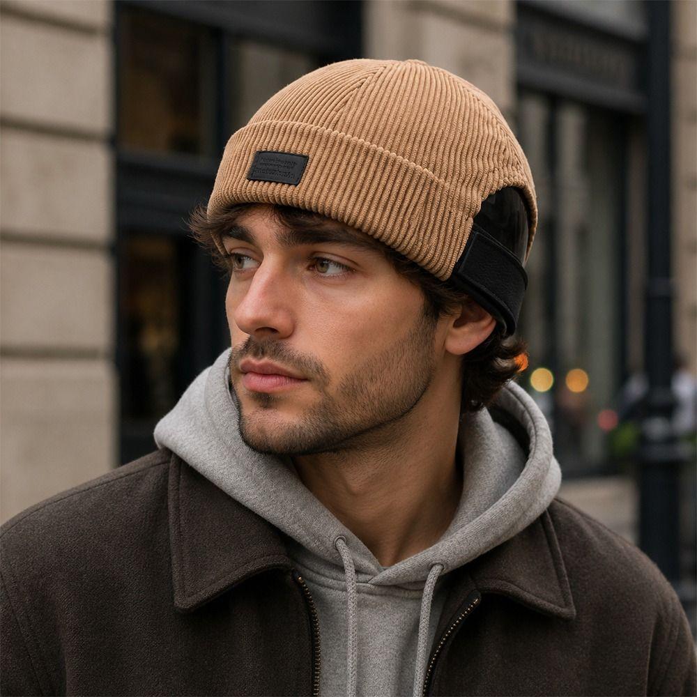 Adjustable Brimless Cap Soft Corduroy Dome Hat Casual Beanie Hat  Street Fashion Matching