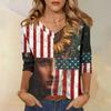 Womens V Neck Shirt 3 4 Sleeve Casual Loose Fit Floral Print Blouse Lightweight Comfortable Top for Everyday Wear