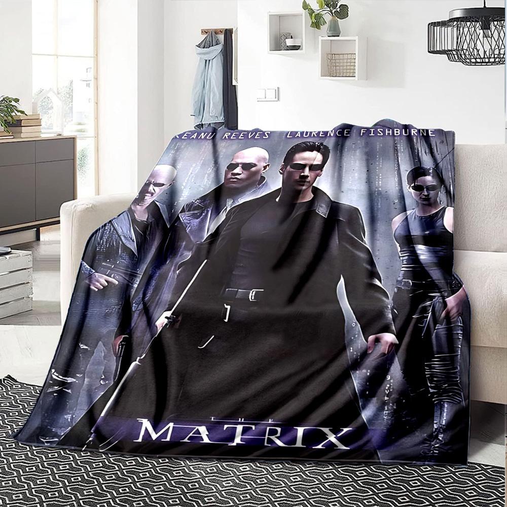 1pc Keanu Reeves Laurence Fishburne Flannel Blanket Soft Warm Throw for Home, Office, Travel, All-Season Cozy Bedding GiftL1121